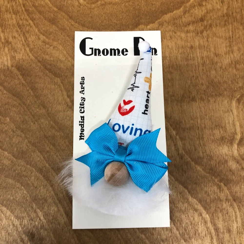 Healthcare Gnome Pin Brooch Loving Handmade Gift Guide Bow Magnetic Medical - Picture 2 of 4